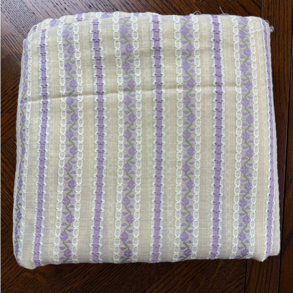 Vintage cream and purple ribbon stripe fabric yardage